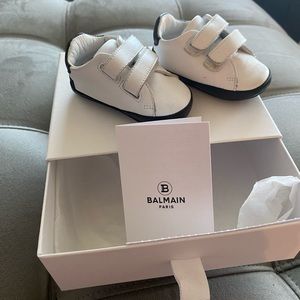 Balmain Kids Logo Printed Touch-Strap Sneakers